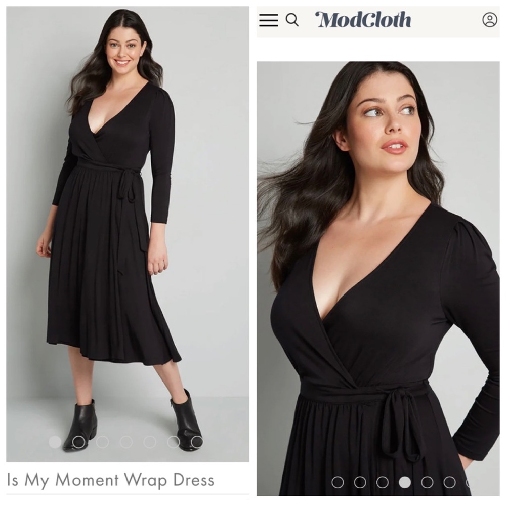ModCloth Faux Wrap Dress Black size M